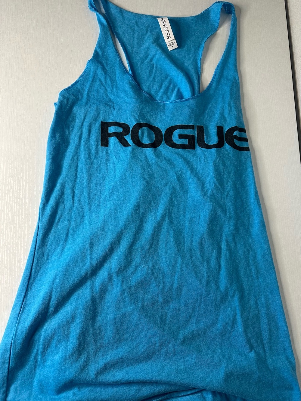 Bella Canvas Blue Racerback Tank with Black Rogue Logo